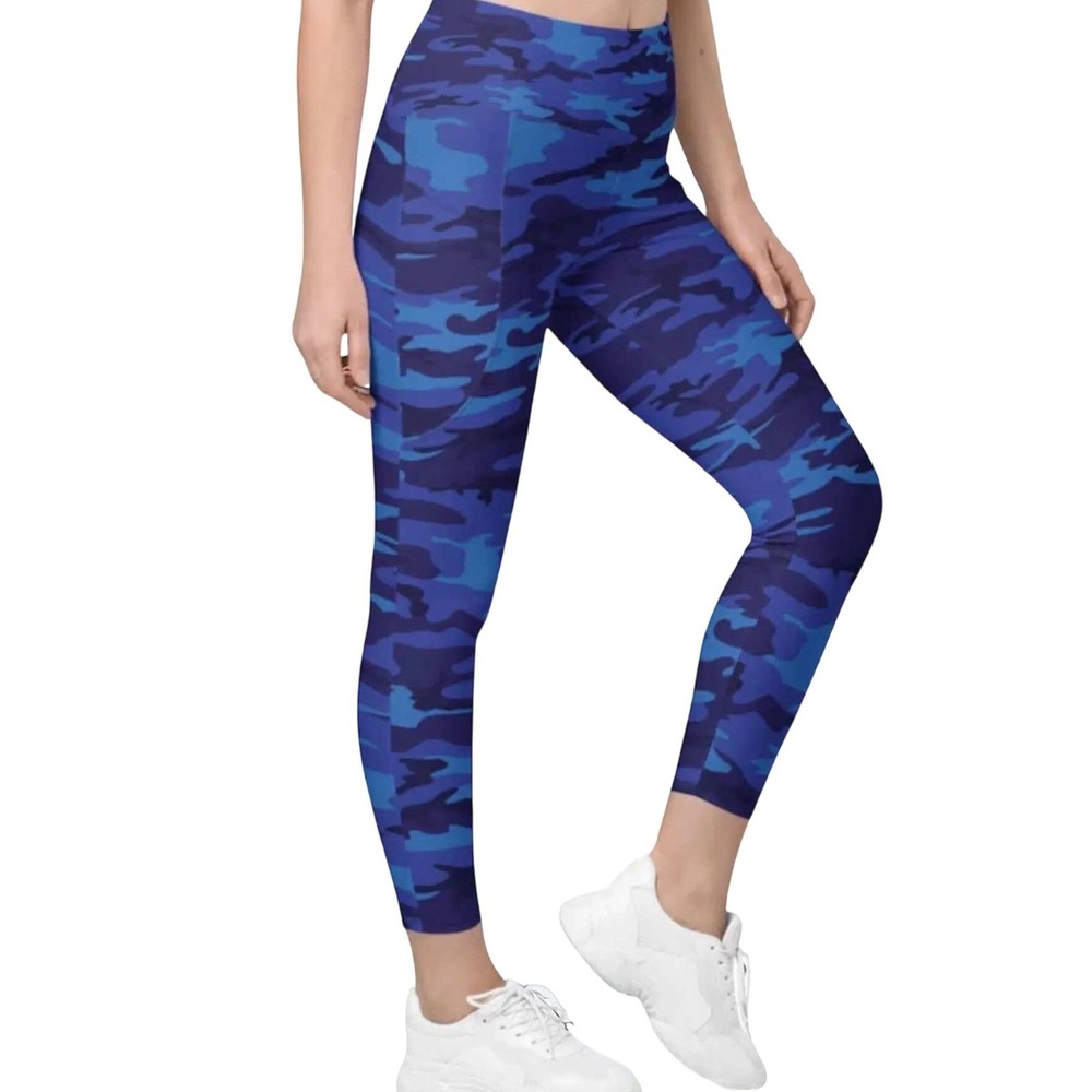 Lululemon Blue Camo High Rise Cropped Women Leggings Size 4 Incognito Camo
